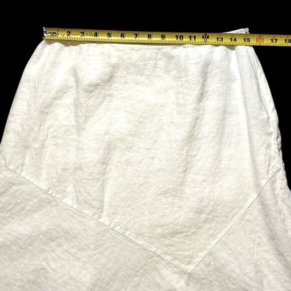 VTG Y2K Emma James Women’s Linen Cream White Midi Side Zip Skirt Size 10 Lined - Picture 7 of 11